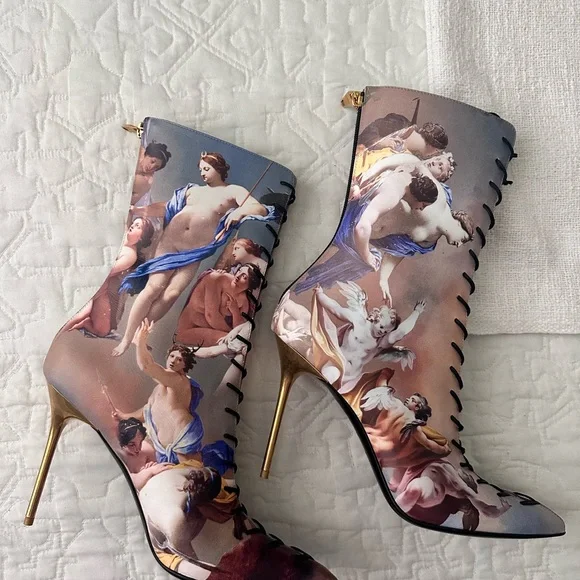 BALMAIN Uria Boots In Smooth Sky Printed Leather - Picture 3 of 7